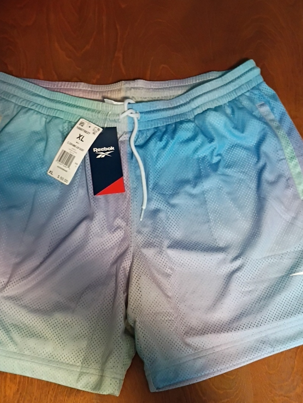 Reebok Aqua-to-Blue Gradient Mesh Shorts